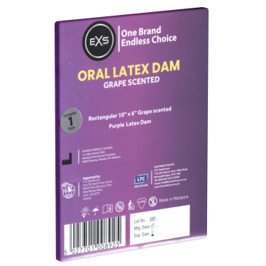 EXS «Grape Scented Oral Latex Dam», 1 Lecktuch aus Latex mit Trauben-Aroma