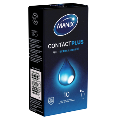 Manix «Contact PLUS» Fin + Extra Lubrifié - 10 extra feuchte, hauchdünne Kondome für Sicherheit und intensives Gefühl
