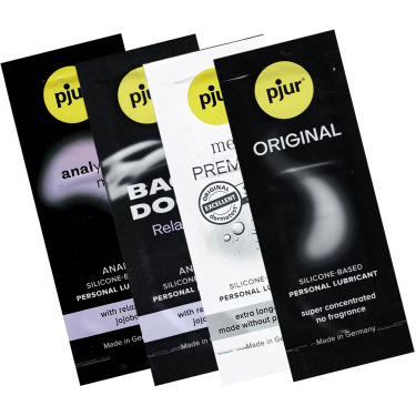 ! pjur® Silicone «Sampler Pack» vier Sorten Gleitgel für maximales Gleitvergnügen, seidig-weich & super lang anhaltend (6ml), Sachets