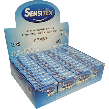 Sensitex «Natural» 48 x 3 natürliche und vegane Kondome aus Spanien, Display