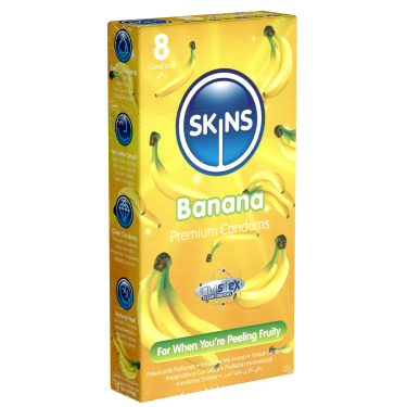 Skins «Banana» 8 Kondome mit feinem Bananenaroma - ohne Latexgeruch