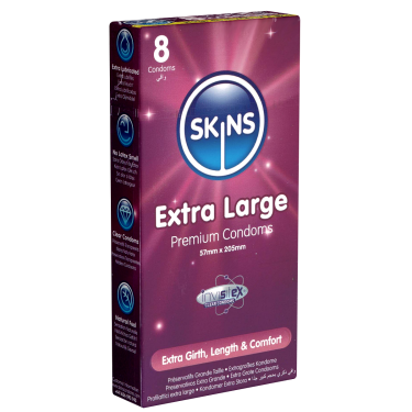 Skins «Extra Large» 8 XXL Kondome aus kristallklarem Latex - ohne Latexgeruch