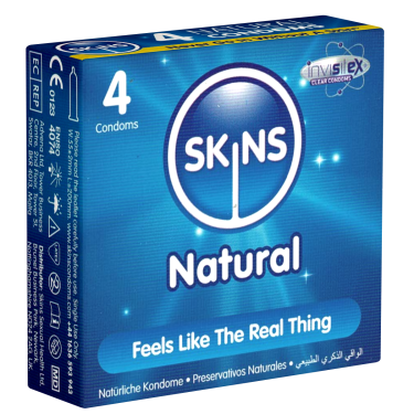 Skins «Natural» Kondome kristallklar o. Latexgeruch extra feucht