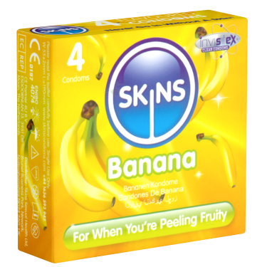 Skins «Banana» Kondome mit feinem Bananenaroma - ohne Latexgeruch