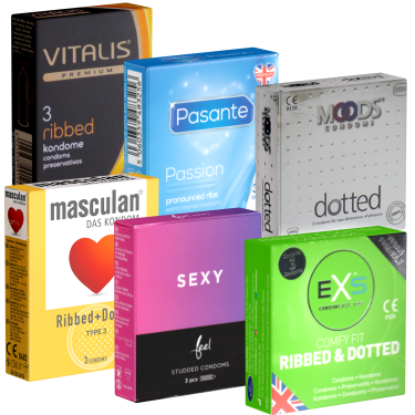 Kondomotheke® Peaks & Valleys SIXPACK - 6x ribbed and dotted condoms (18 condoms)