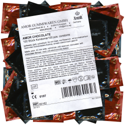 Amor «Chocolate» 100 schwarze Kondome mit Schokoladen-Aroma, Maxipack