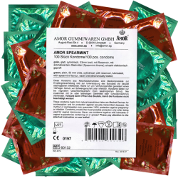 Amor «Spearmint» 100 green condoms with peppermint flavour, maxi pack