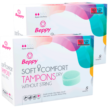 Beppy «DRY» (Classic) Soft + Comfort Tampons duo pack, 2 x 8 piece, without string