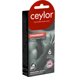 Ceylor «Strawberry» 6 geschmackvolle Kondome mit Aroma-Gleitcreme, verpackt im hygienischen Dösli
