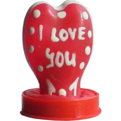 Novelty condom with figure «Heart - I Love You» 1 piece, hand painted - with glowing effect