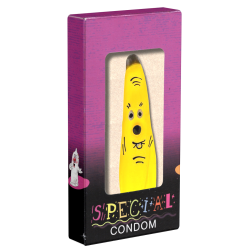 XL novelty condom with figure «Banana», 1 piece, hand-painted