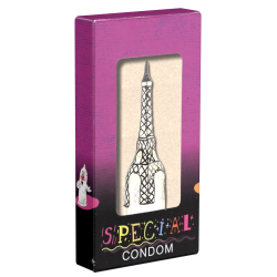 XL novelty condom with figure «Eiffel Tower», 1 piece, hand-painted