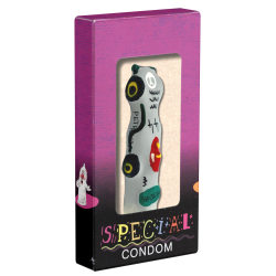XL novelty condom with figure «Racing Car (grey)», 1 piece, hand-painted