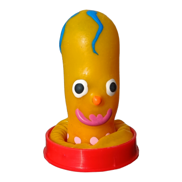 Novelty condom with figure «Roundhead» 1 piece, hand painted