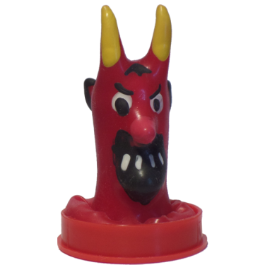 Novelty condom with figure «Red devil» 1 piece, hand painted