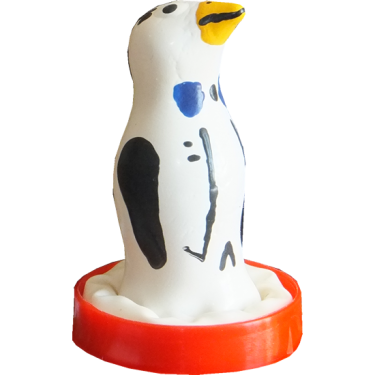Novelty condom with figure «Penguin» 1 piece, hand painted