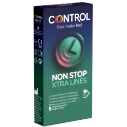 Control «Non Stop Xtra Lines» 6 gerippte Kondome für längere Liebe