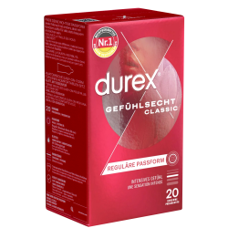 Durex «Gefühlsecht Classic» (Thin Feel) 20 ultra thin quality condoms with Easy-On™ shape