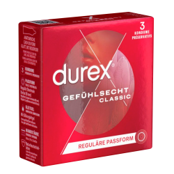 Durex «Gefühlsecht Classic» 3 hauchzarte Markenkondome mit Easy-On™-Passform