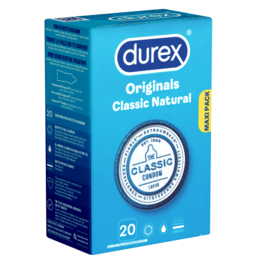 Durex «Originals Classic Natural» 20 Markenkondome mit Easy-On™-Passform für einfaches Abrollen