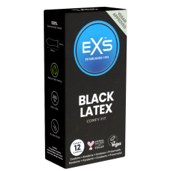 EXS «Black Latex» Comfy Fit, 12 schwarze Kondome mit anatomischer Form