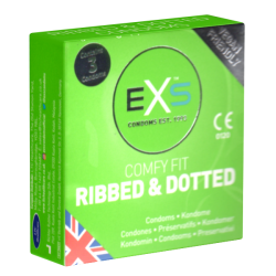 EXS «Ribbed & Dotted» 3 stimulating condoms with 3-in-1 effect