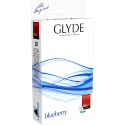 Glyde Ultra «Blueberry» 10 blue condoms with blueberry flavour, certified with the Vegan Flower