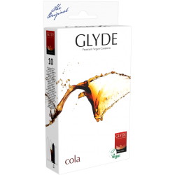 Glyde Ultra «Cola» 10 black condoms with cola flavour, certified with the Vegan Flower