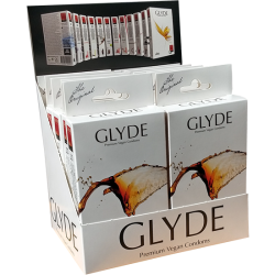 Glyde Ultra «Cola» 10x10 black condoms with cola flavour, certified with the Vegan Flower, value pack