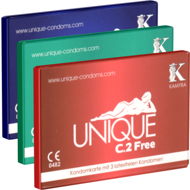 Kamyra «Unique C.2» Test-Set mit 3 Kondomkarten (Free, Pull, Smart)