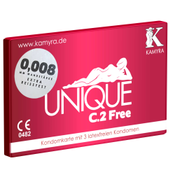 Kamyra «Unique C.2 Free» condom card with 3 latex free condoms