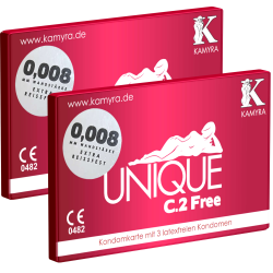 Kamyra «Unique C.2 Free» Doppelpack - 2 Kondomkarten mit je 3 latexfreien Kondomen