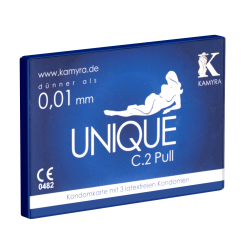 Kamyra «Unique C.2 Pull» condom card with 3 latex free condoms