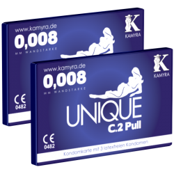 Kamyra «Unique C.2 Pull» Doppelpack - 2 Kondomkarten mit je 3 latexfreien Kondomen