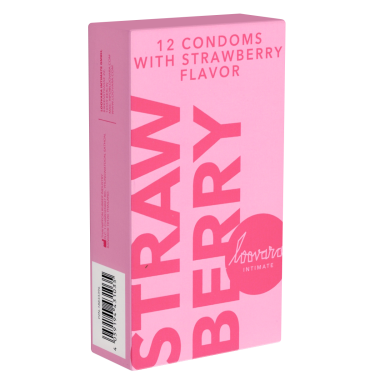 Loovara «Strawberry» 12 Kondome mit Erdbeer-Geschmack für lustvollen Oralverkehr