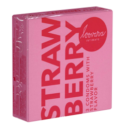Loovara «Strawberry» 3 Kondome mit Erdbeer-Geschmack für lustvollen Oralverkehr