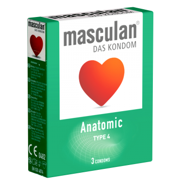 Masculan «Type 4» (anatomic) 3 anatomical condoms with narrow part in front of the glans