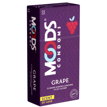 MOODS «Grape Condoms» 12 lila Kondome mit Trauben-Aroma  für fruchtiges Vergnügen