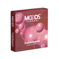 MOODS «Bubblegum Condoms» 3 condoms with bubblegum flavour for cheeky pleasure-lover