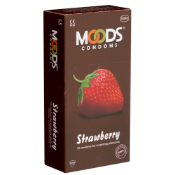 MOODS «Strawberry Condoms» 12 pink condoms with strawberry flavour for fruity pleasure