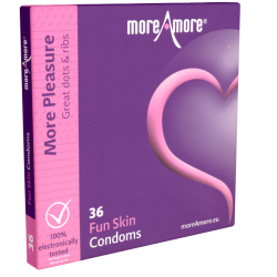 More Amore «Fun Skin» 36 extra feuchte Kondome mit Rippen und Noppen