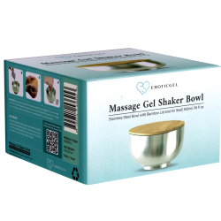 EROTICGEL «Massage Gel Shaker Bowl» silver coloured bowl for massage gel, with bamboo lid
