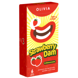 Olivia Dams «Strawberry» 6 rote Lecktücker mit Erdbeer-Aroma