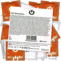 On) «Stimulation» 50 wet dotted condoms with a lot of lubricant, bulk pack