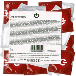 On) «Strawberry» 50 red condoms with strawberry flavor, bulk pack