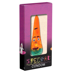XL novelty condom with figure «Carrot», 1 piece, hand-painted