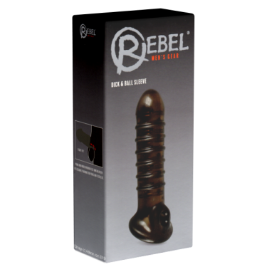 REBEL «Dick & Ball Sleeve» black penis sleeve, dotted inside, for the optimal satisfaction of both partners
