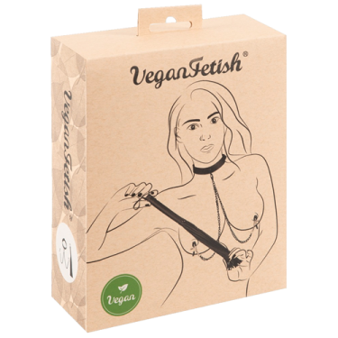 Vegan Fetish «Halsfessel Set» Halsfessel und Peitsche in Leder-Optik (vegan)