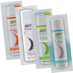 pjur® WOMAN «Sampler Pack» vier Sorten Gleitgel für Frauen, hochwertig & hautfreundlich (7.5ml), Sachets