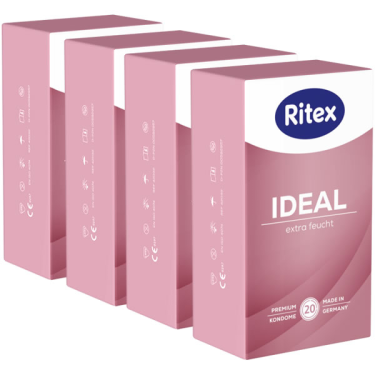 Ritex «Ideal» Extra Feucht (Extra Wet), 4x20 extra lubricant condoms with 50% more lubricant than standard condoms, value pack